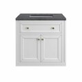 James Martin Vanities Chicago 30in Single Vanity, Glossy White w/ 3 CM Charcoal Soapstone Top 305-V30-GW-3CSP